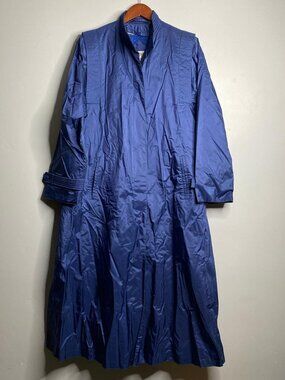 90s vintage blue trenchcoat hundred percent nylon size 14